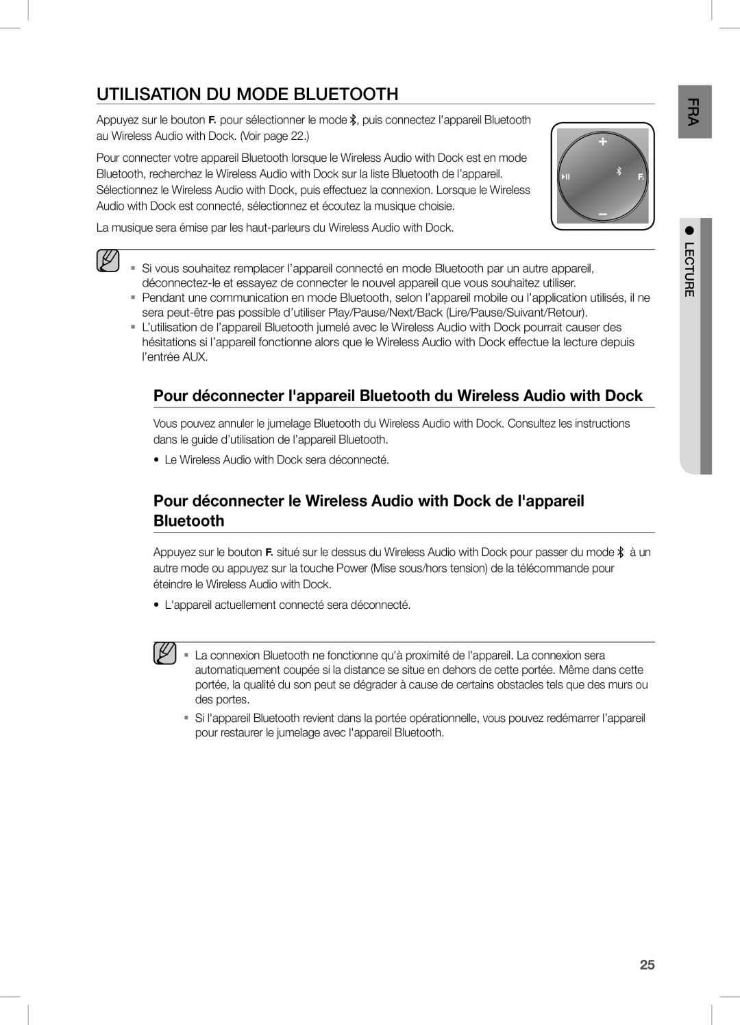 Samsung DA-E750/UM, DA-E750/KE, DA-E750/ZN manual UTiLiSATiOn DU MODe BLUeTOOTH 