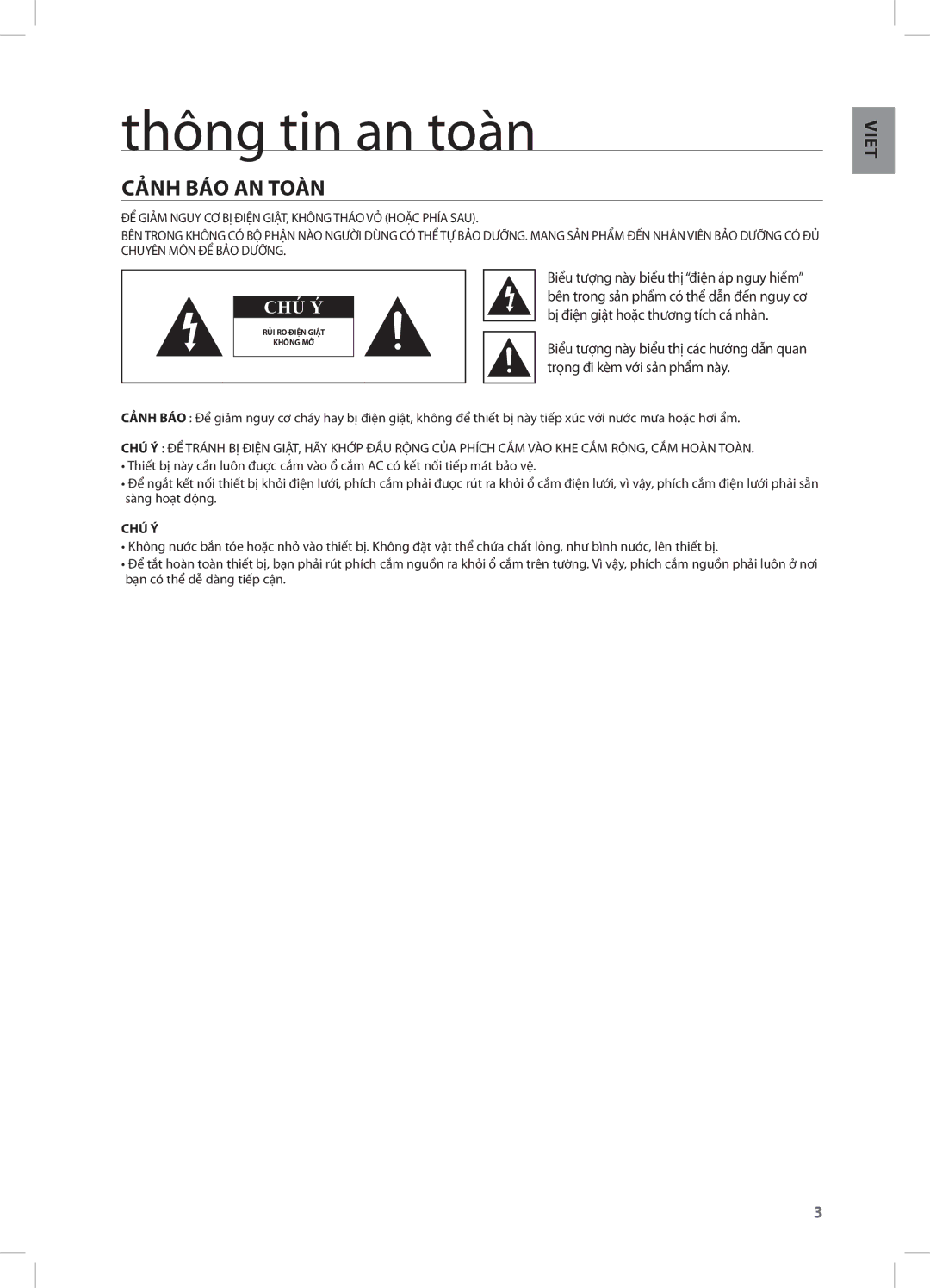 Samsung DA-E750/XV manual Thông tin an toàn, Cảnh Báo An Toàn, Áp, Cá Nhân, Này 