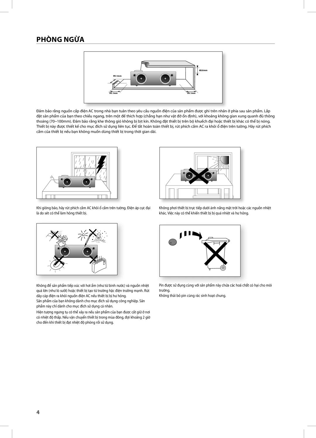 Samsung DA-E750/XV manual Phòng NGỪA 