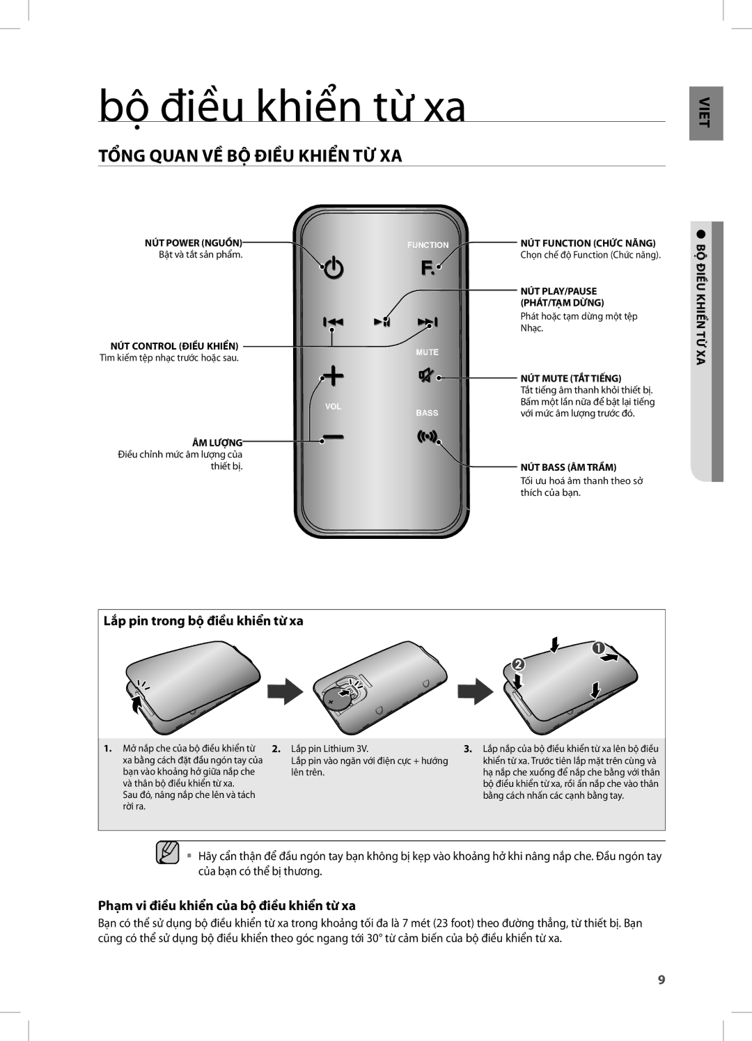 Samsung DA-E750/XV manual Bộ điều khiển từ xa, TỔNG Quan VỀ BỘ ĐIỀU KHIỂN TỪ XA, Điều 