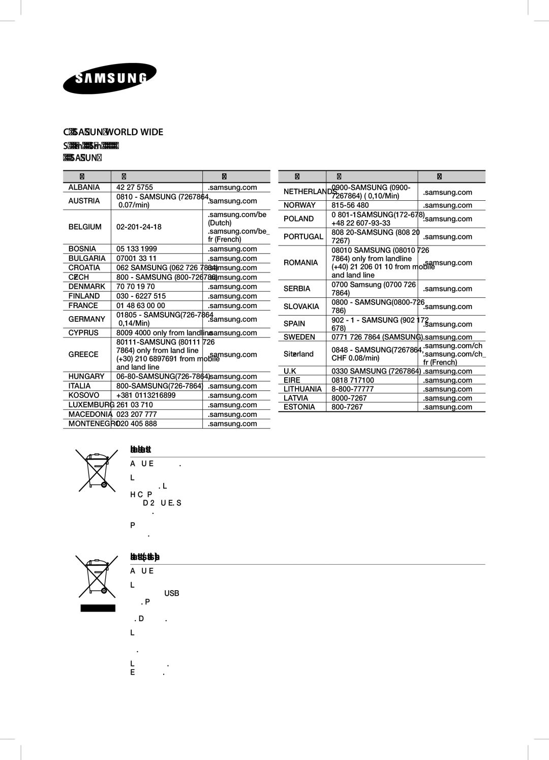 Samsung DA-E750/ZF manual Eliminación correcta de las baterías de este producto 