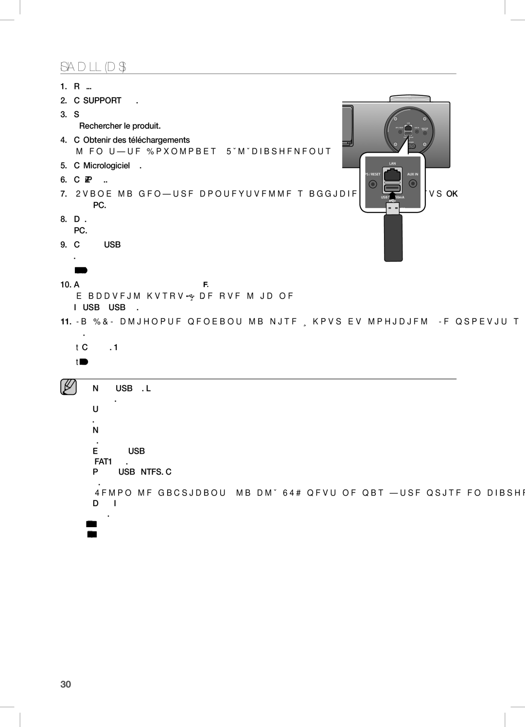 Samsung DA-E750/ZF manual MiSe À niVeAU DU LOGicieL MODe USB UniQUeMenT, Puis cliquez sur Rechercher le produit 