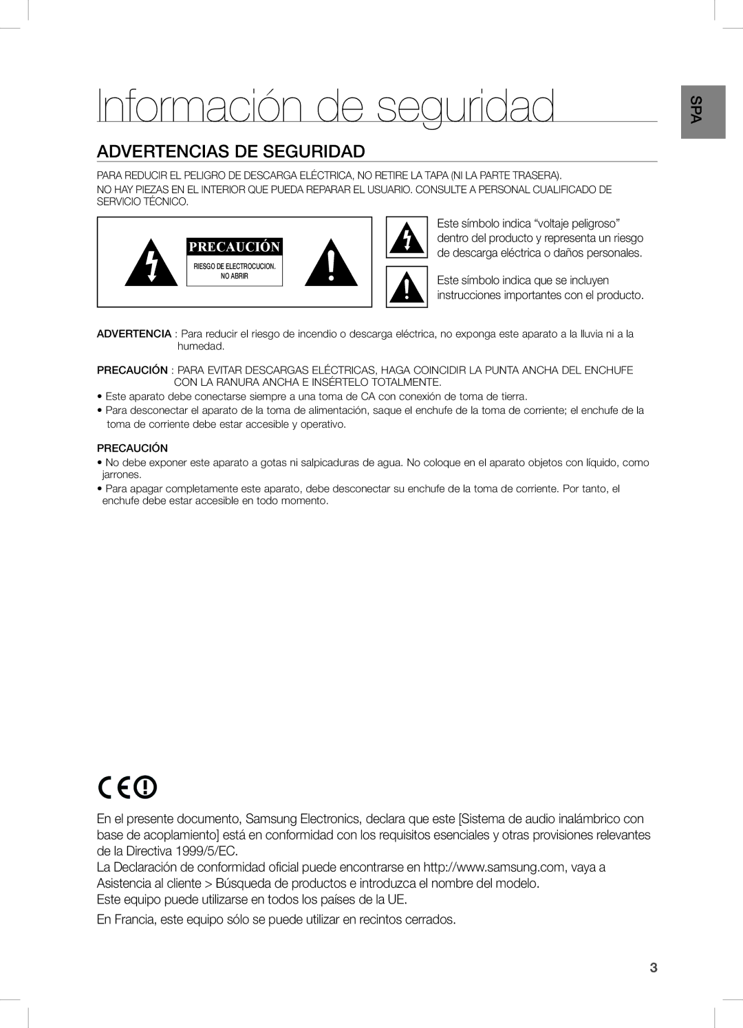 Samsung DA-E750/ZF manual Información de seguridad, Advertencias DE Seguridad, Este símbolo indica que se incluyen 