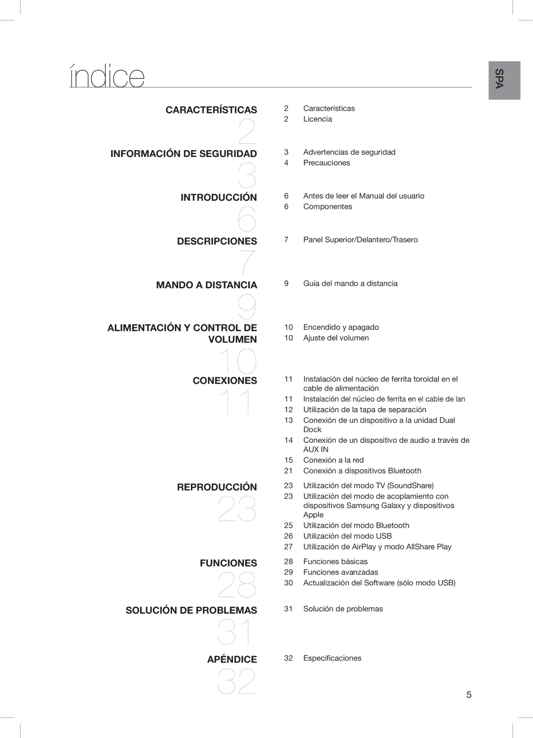 Samsung DA-E750/ZF manual Índice, Reproducción 