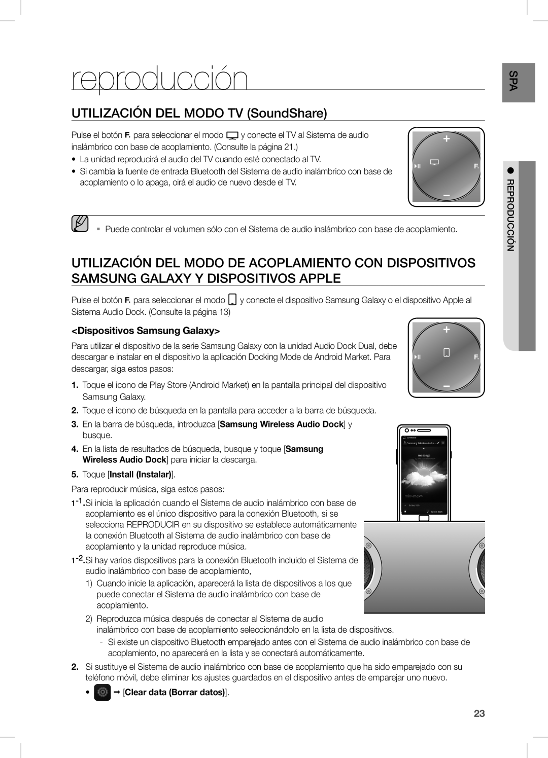 Samsung DA-E750/ZF Reproducción, UTiLiZaciÓn DeL Modo TV SoundShare, Dispositivos Samsung Galaxy, Toque Install Instalar 