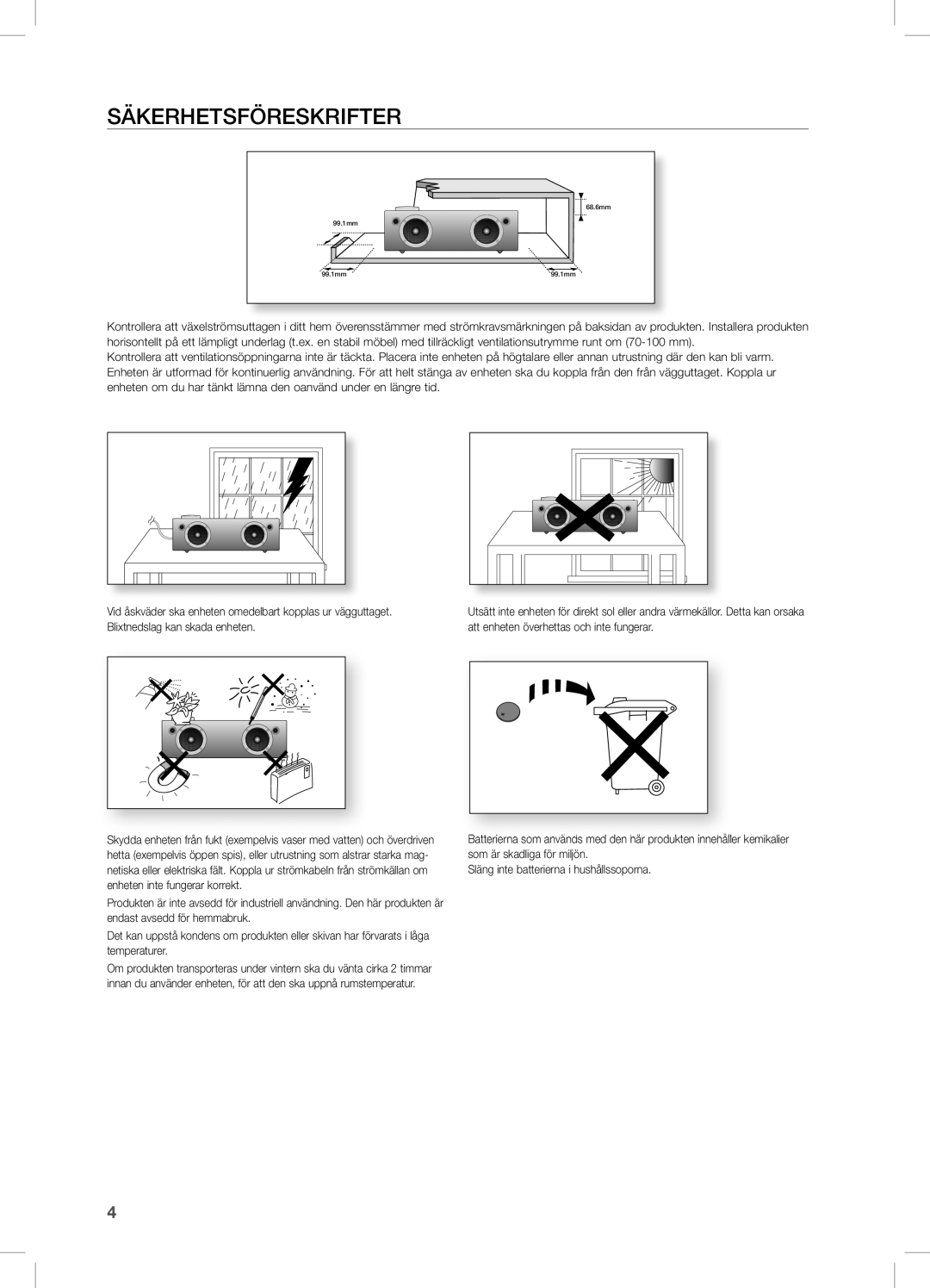 Samsung DA-E751/XE, DA-E750/XE manual SÄKeRHeTsFÖResKRiFTeR 