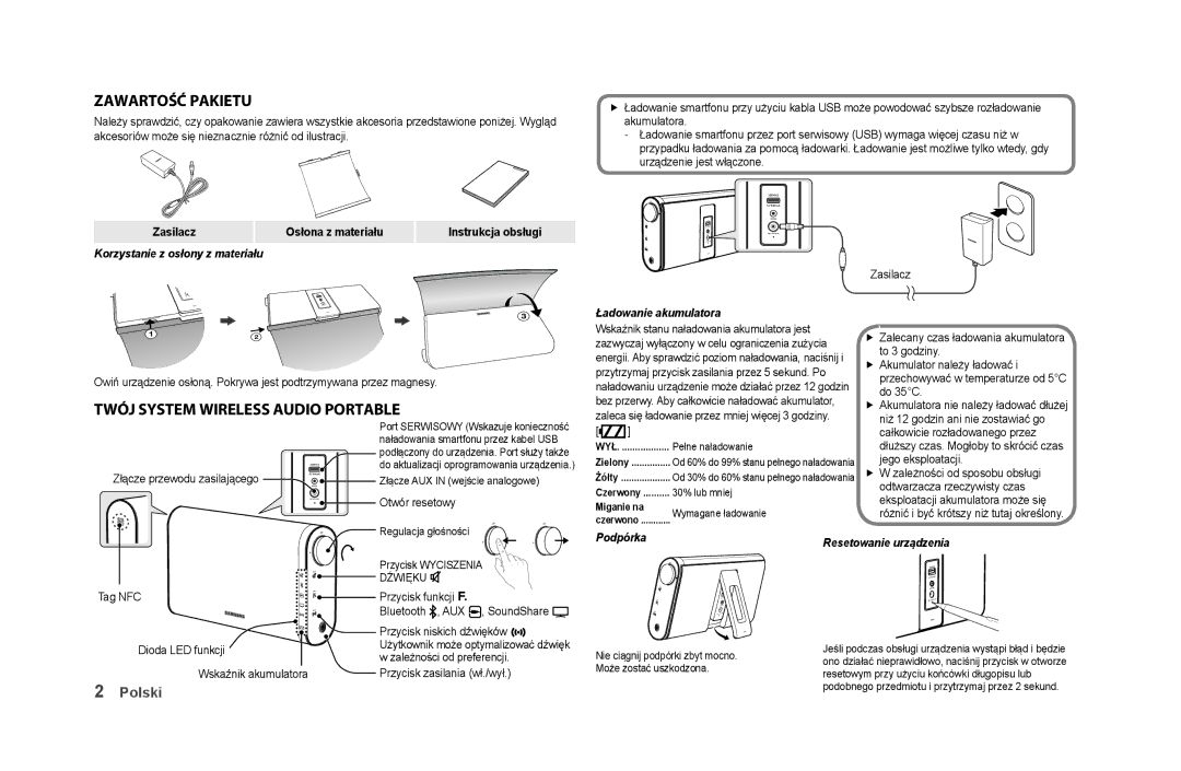 Samsung DA-F61/EN, DA-F60/XN, DA-F61/XN, DA-F60/EN, DA-F61/TK Zawartość pakietu, Twój system Wireless Audio Portable, Polski 