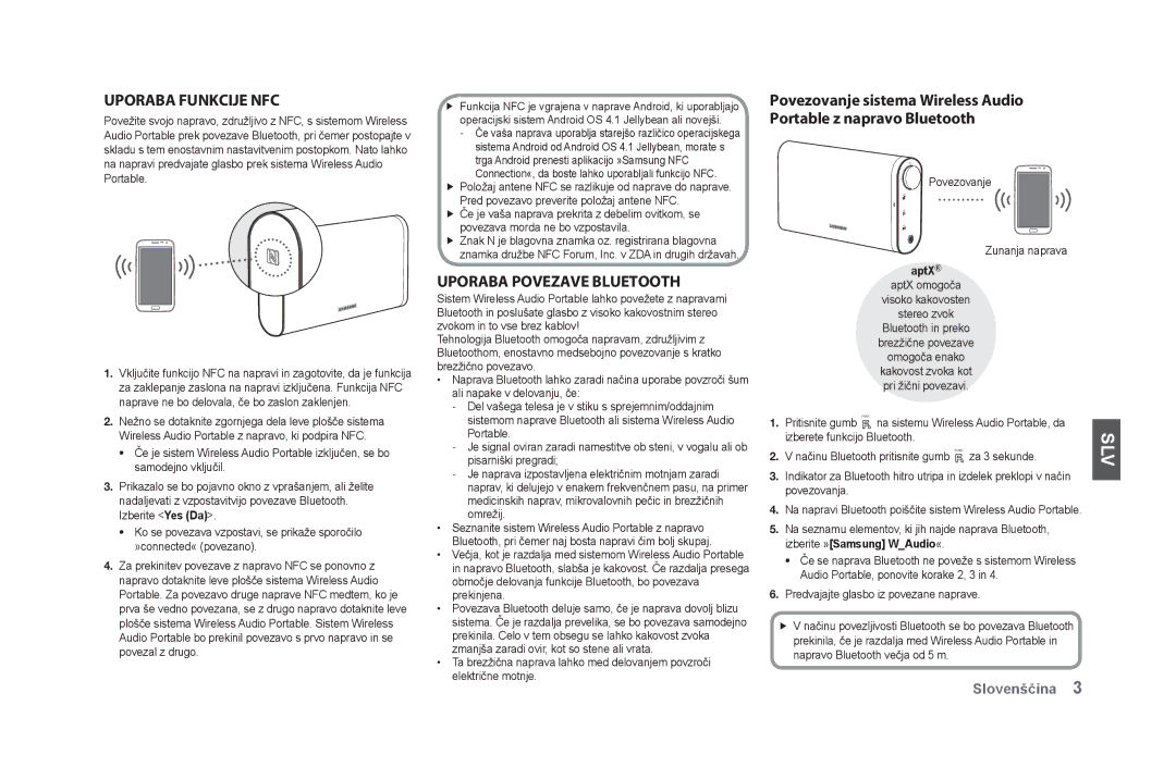 Samsung DA-F61/XE, DA-F61/EN, DA-F60/XN Slv, Uporaba funkcije NFC, Uporaba povezave Bluetooth, Izberite »Samsung WAudio« 