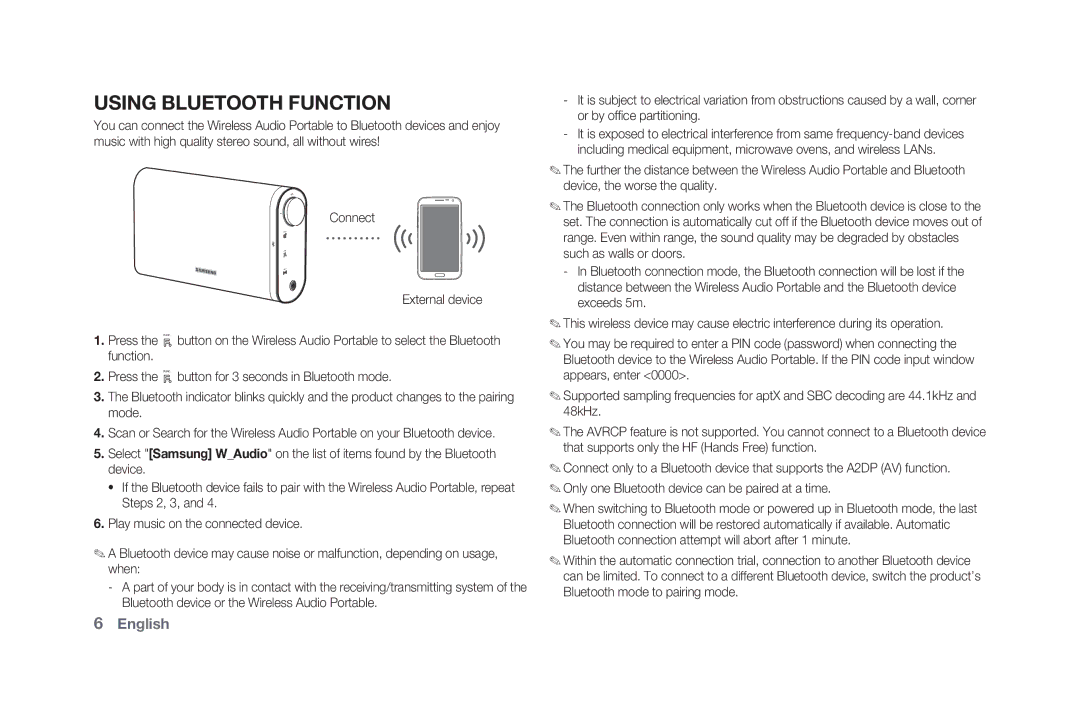 Samsung DA-F61/SQ, DA-F60/SQ manual Using Bluetooth Function 