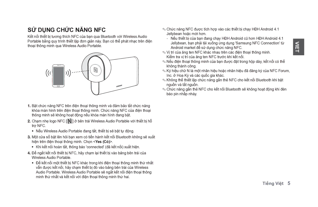 Samsung DA-F61/XV manual SỬ Dụng Chức Năng NFC 