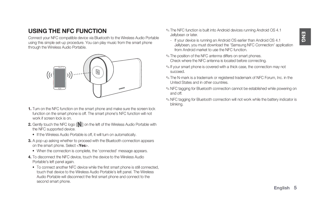 Samsung DA-F61/XV manual Using the NFC Function 