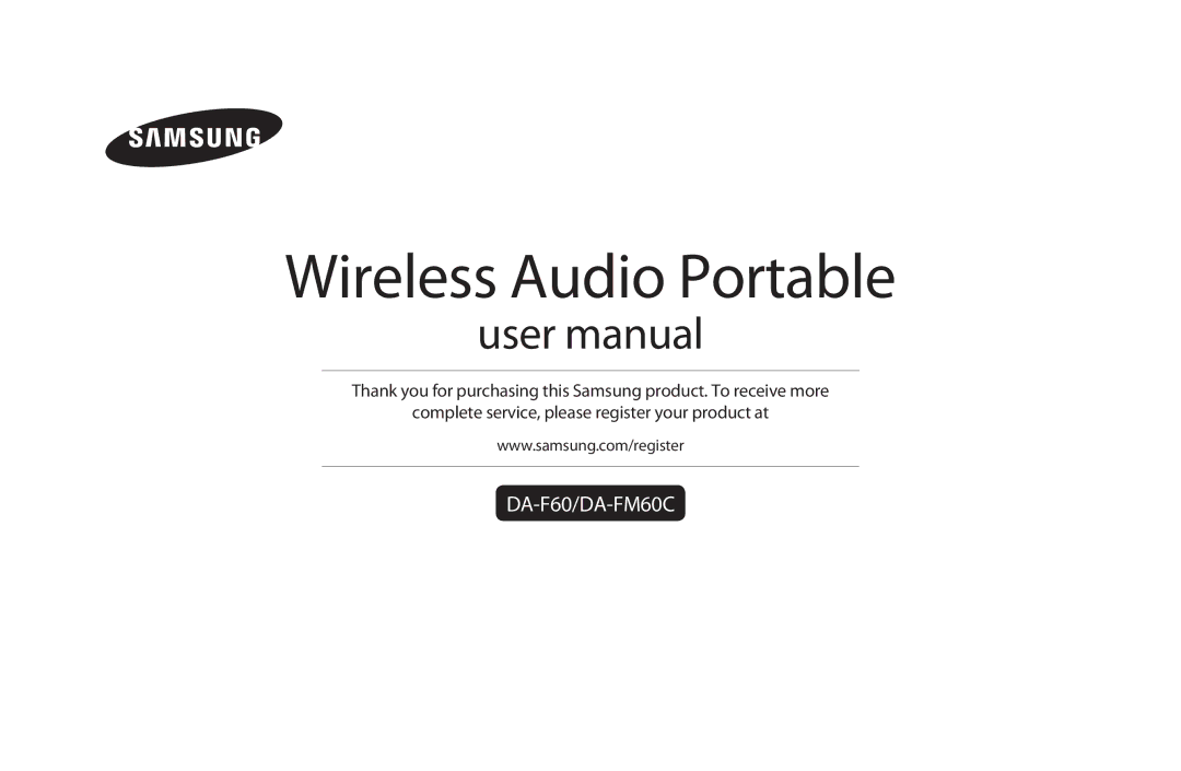 Samsung DA F60, DA FM60C user manual Wireless Audio Portable 