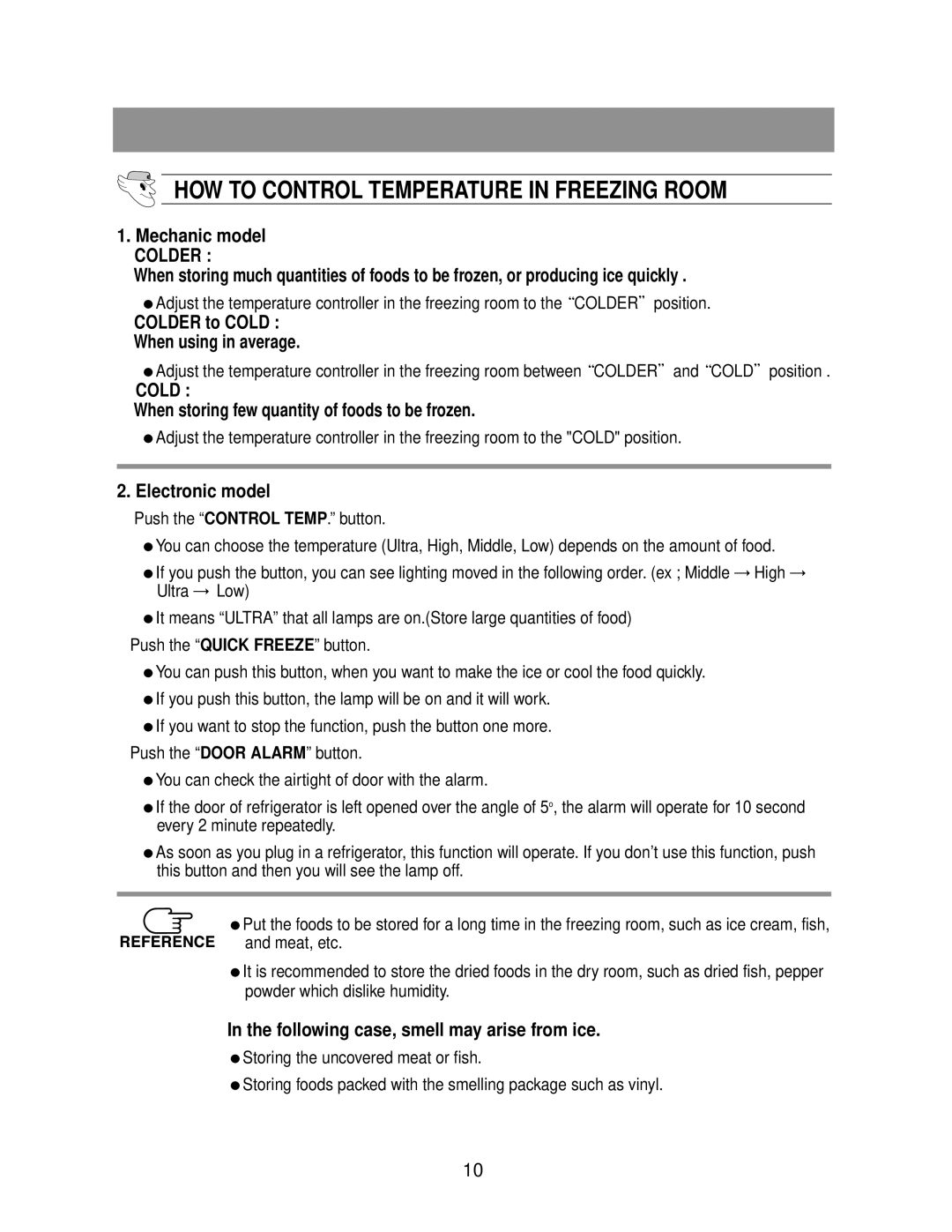 Samsung DA68-01258A owner manual HOW to Control Temperature in Freezing Room 