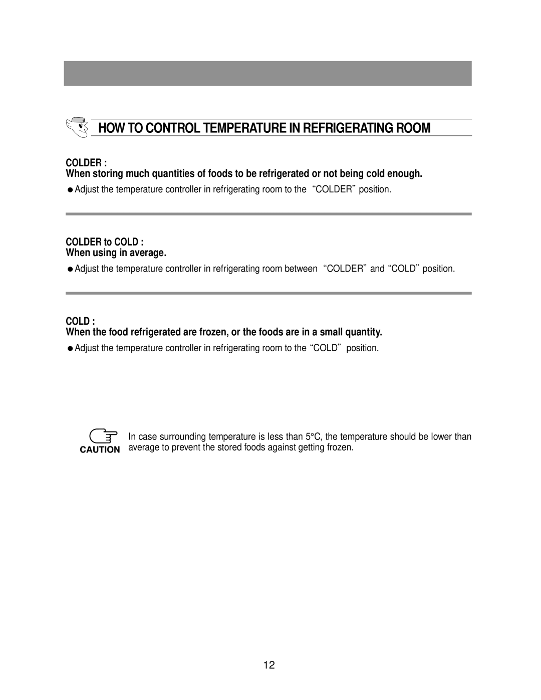 Samsung DA68-01258A owner manual HOW to Control Temperature in Refrigerating Room 