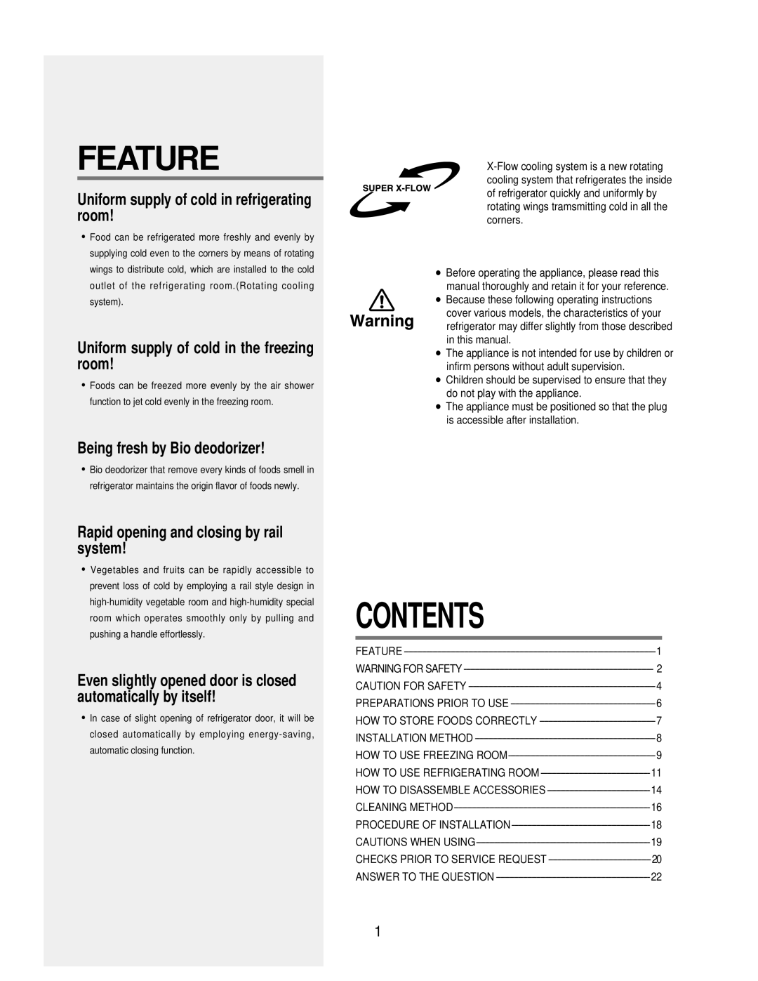 Samsung DA68-01258A owner manual Contents 