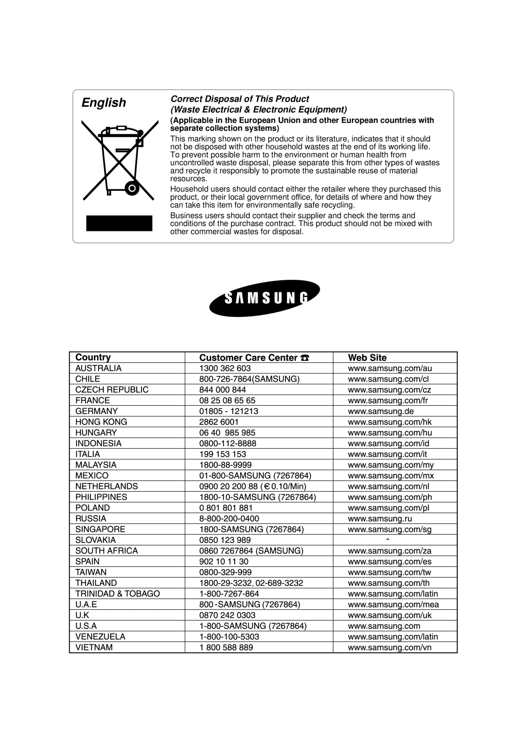 Samsung DA68-01258A owner manual English 