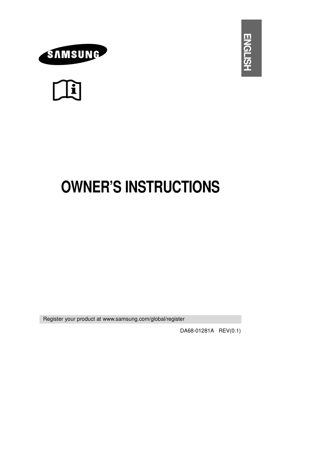 Samsung DA68-01281A manual English, Owner’S Instructions 