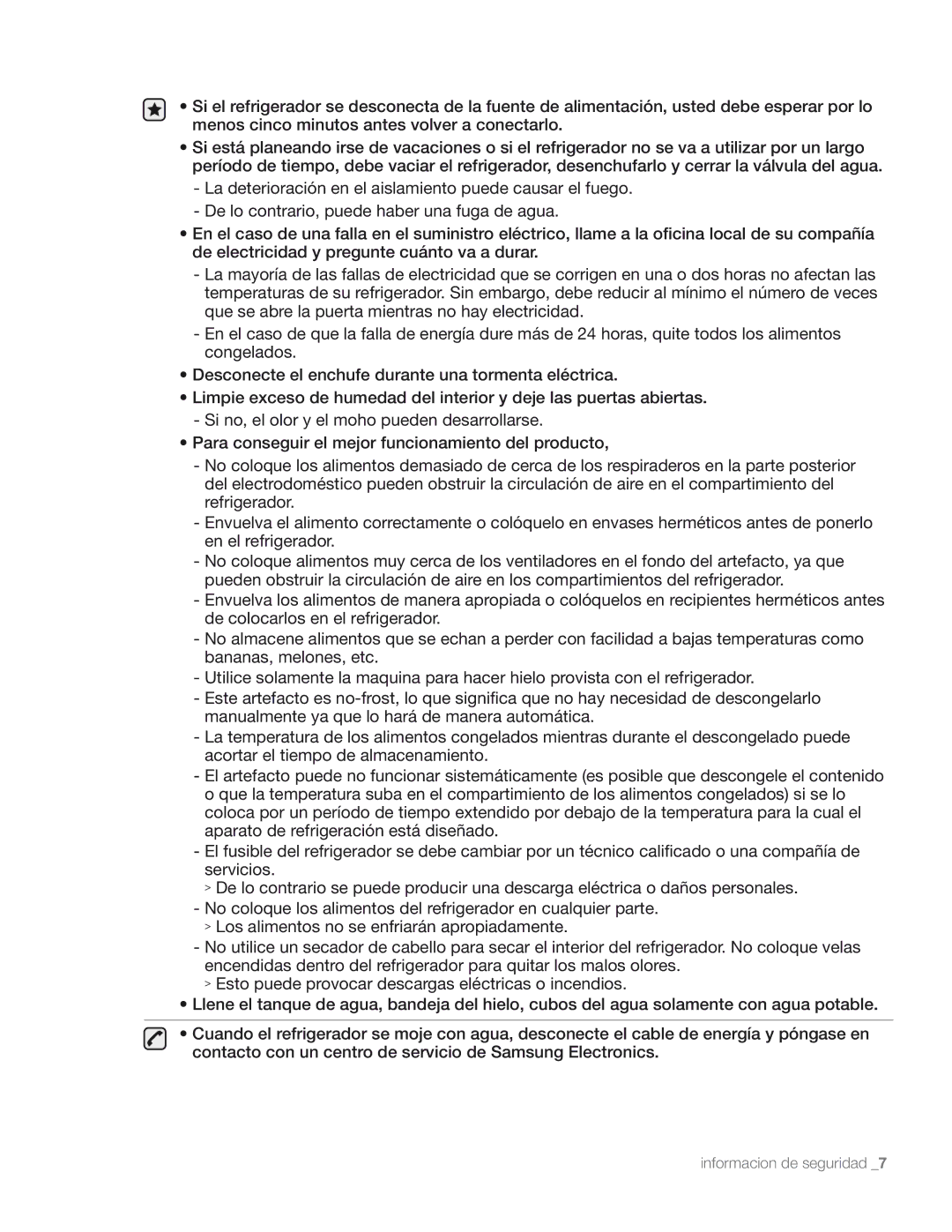 Samsung DA68-01890M user manual Informacion de seguridad 