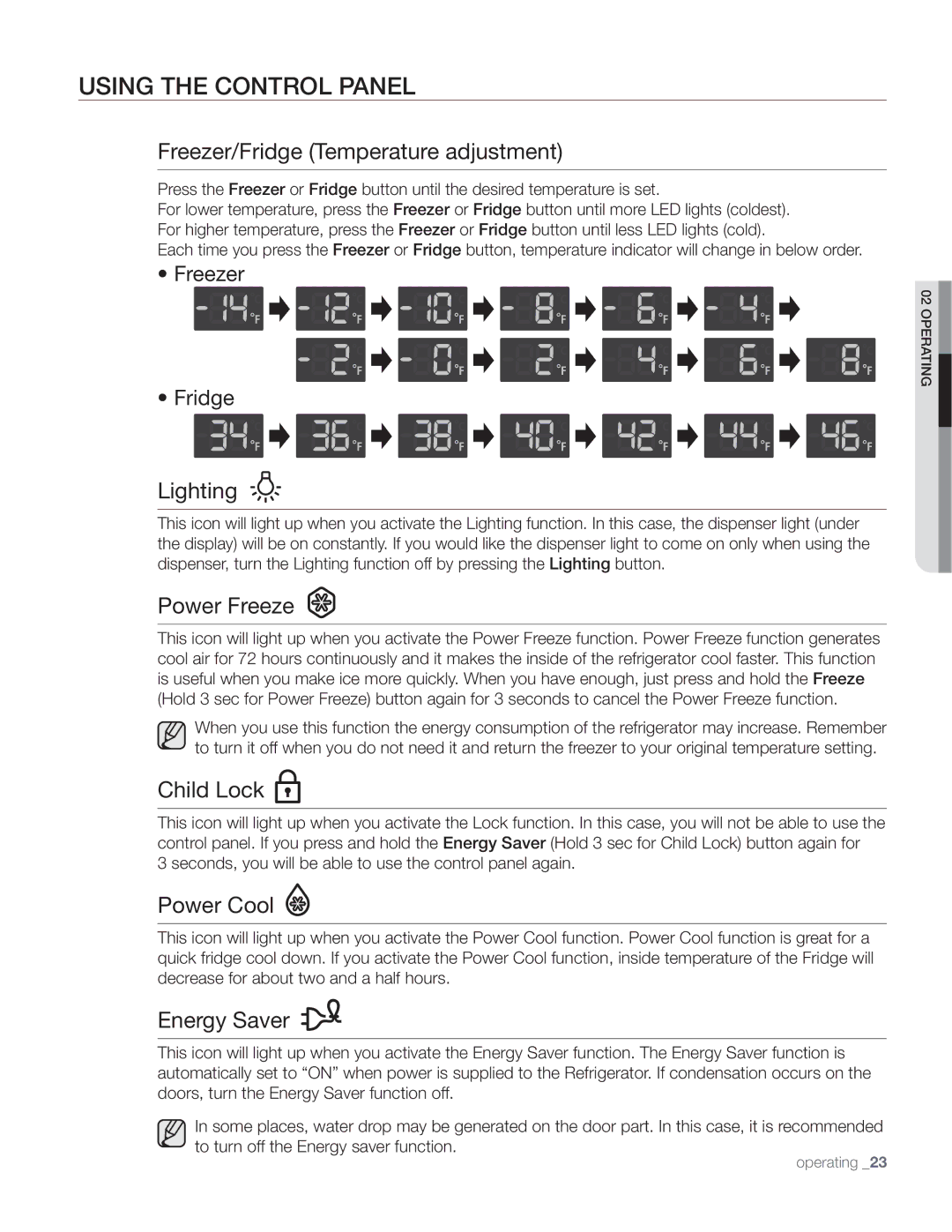 Samsung DA68-01890Q user manual Using the Control Panel 