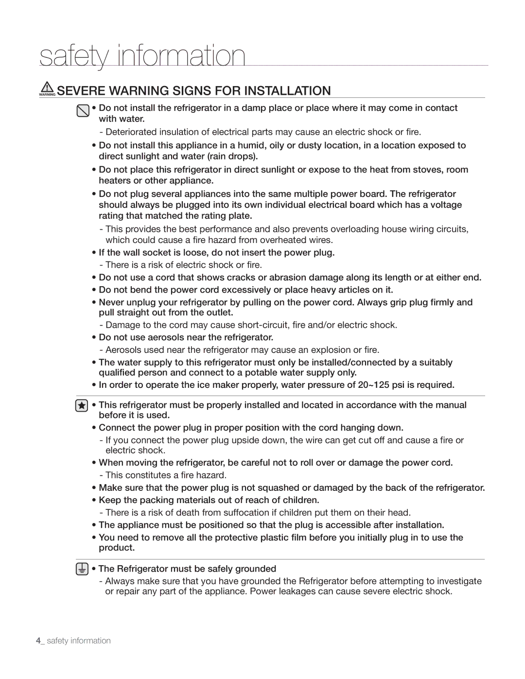 Samsung DA68-01890Q user manual Safety information 