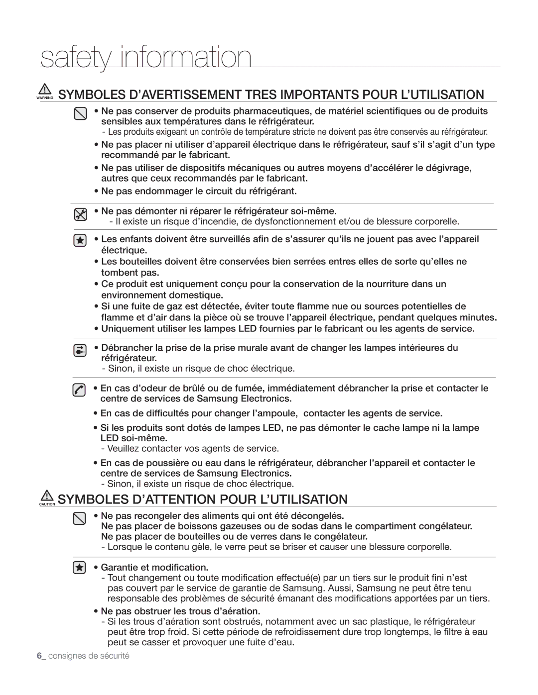 Samsung DA68-01890Q user manual Safety information 