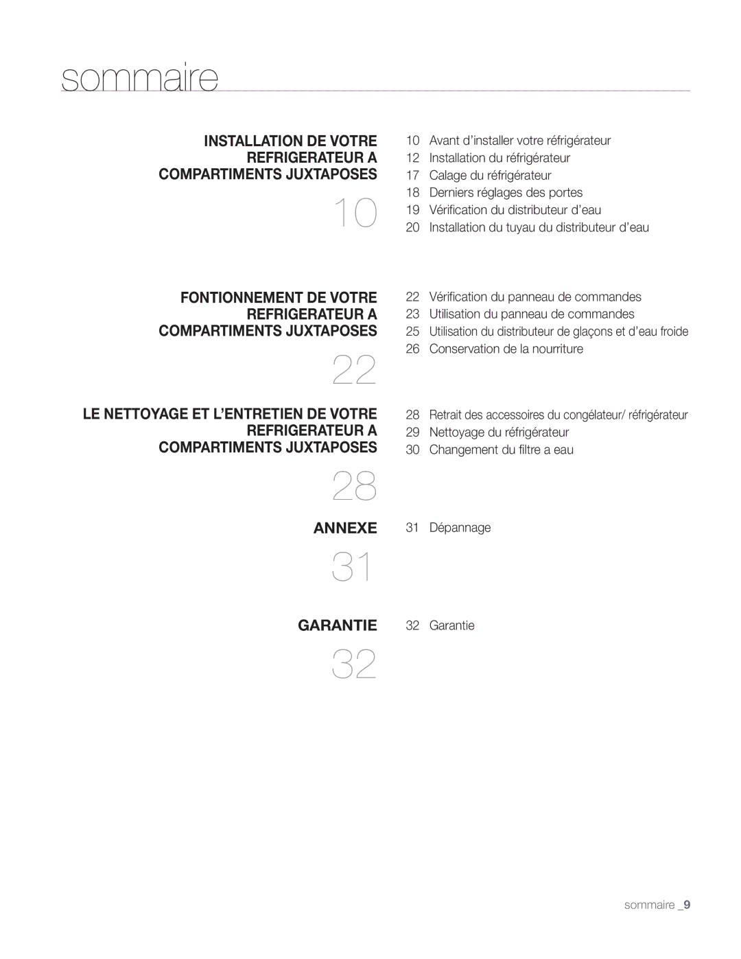 Samsung DA68-01890Q user manual Sommaire 