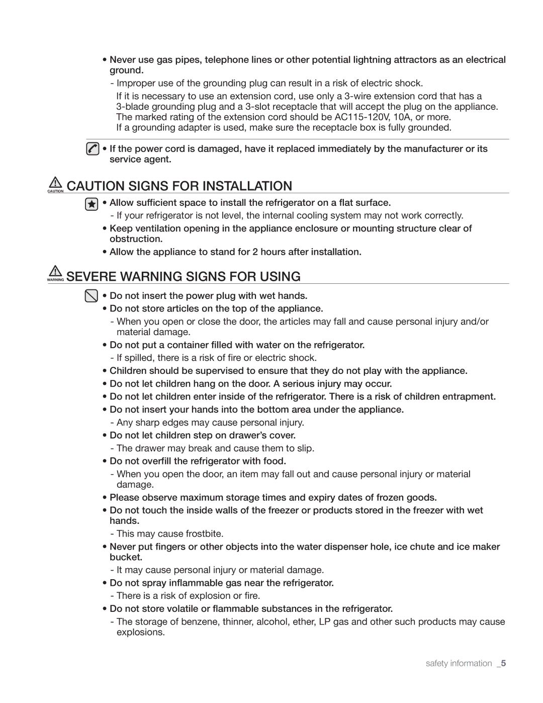 Samsung DA68-01890Q user manual Safety information 