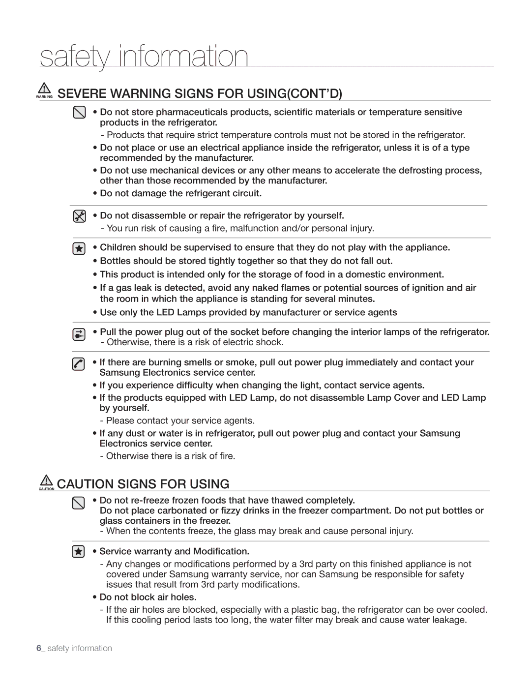 Samsung DA68-01890Q user manual Safety information 