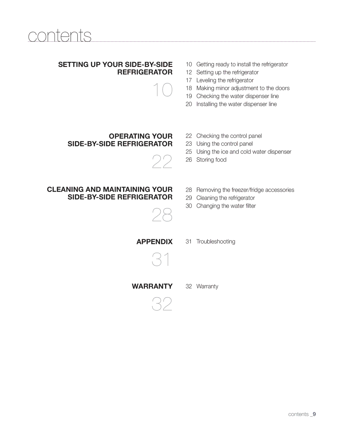 Samsung DA68-01890Q user manual Contents 