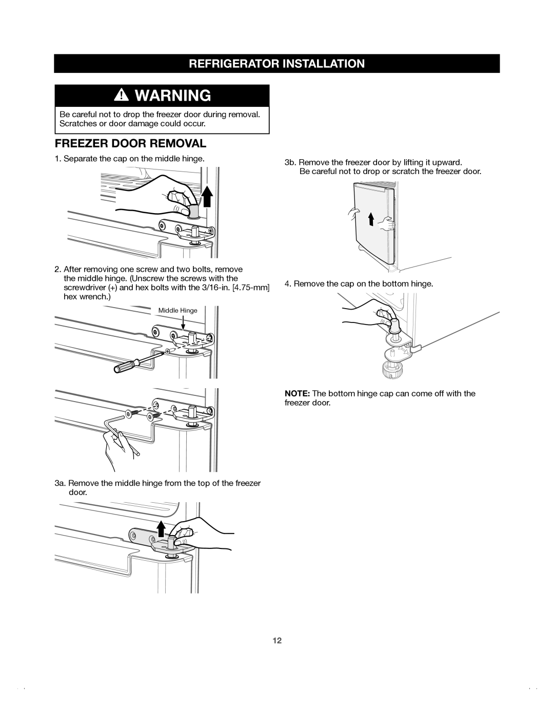 Samsung 65613, DA68-01921A, 65602, 65612, 65603, 65619, 65609 manual Freezer Door Removal 