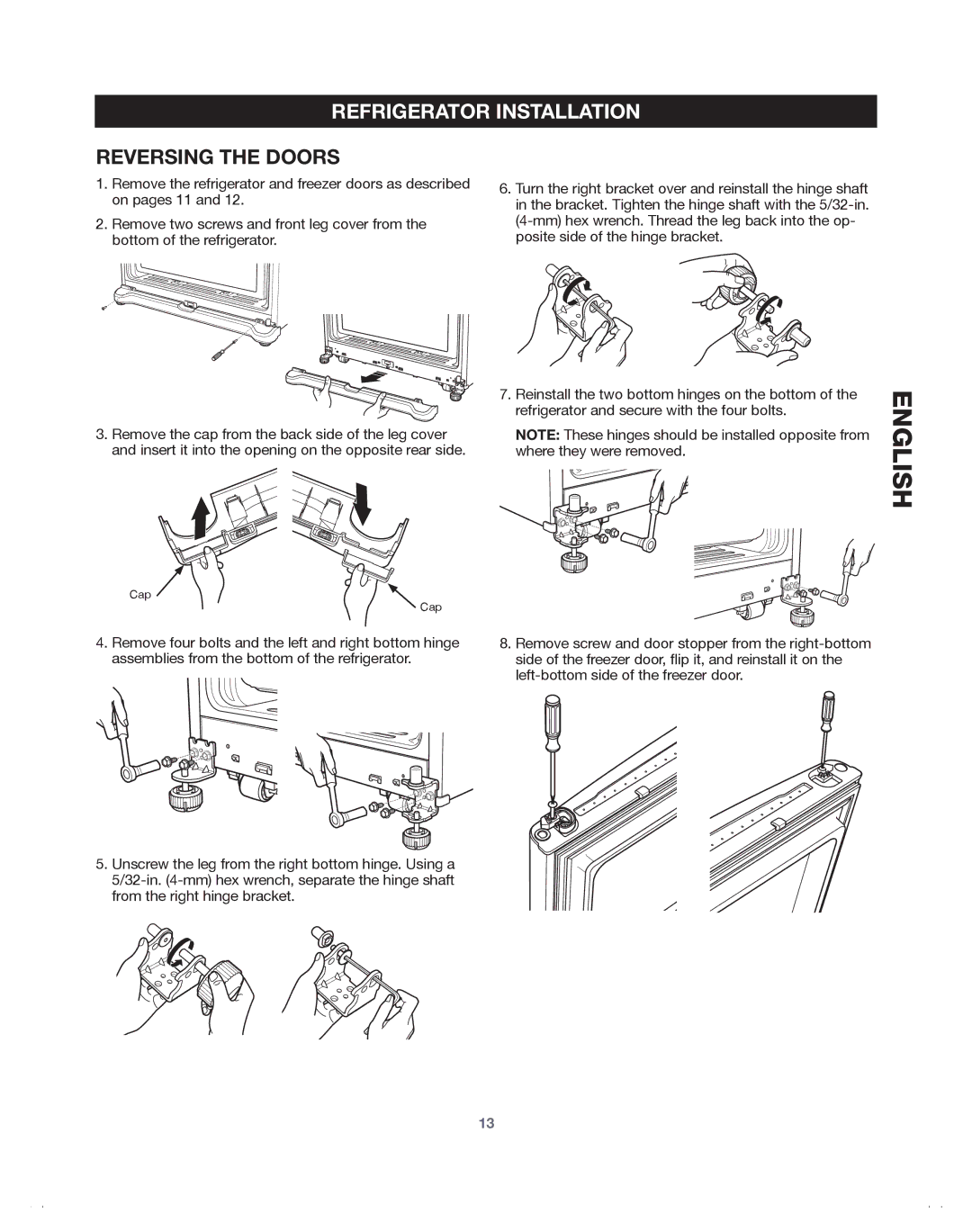 Samsung 65609, DA68-01921A, 65602, 65612, 65603, 65619, 65613 manual Reversing the Doors 