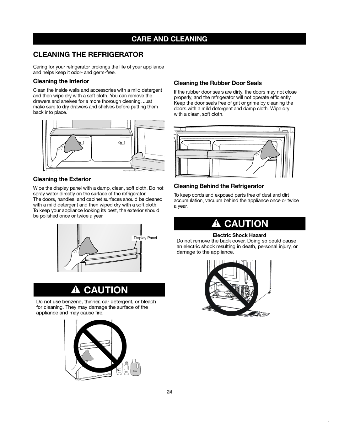 Samsung 65603, DA68-01921A, 65602, 65612, 65619, 65613, 65609 manual Care and Cleaning, Cleaning the Refrigerator 