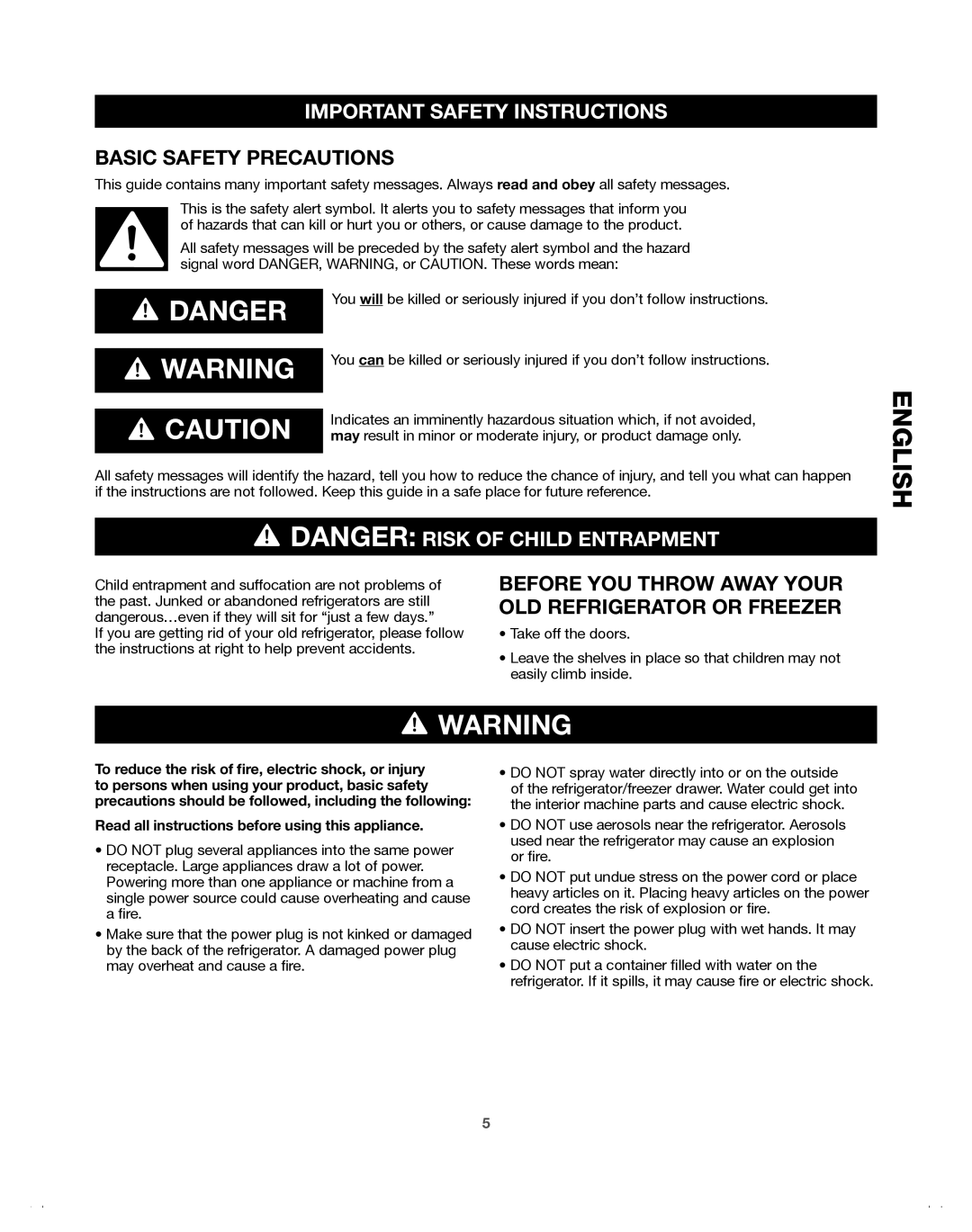 Samsung 65613 Important Safety Instructions, Basic Safety Precautions, Read all instructions before using this appliance 