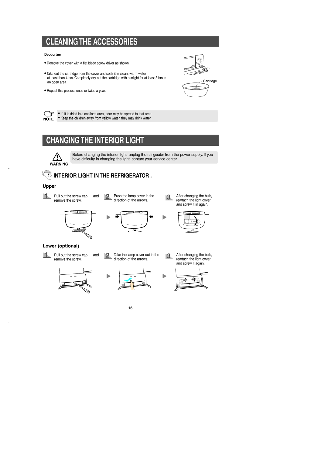 Samsung DA99-00275B owner manual Changing the Interior Light, Deodorizer 