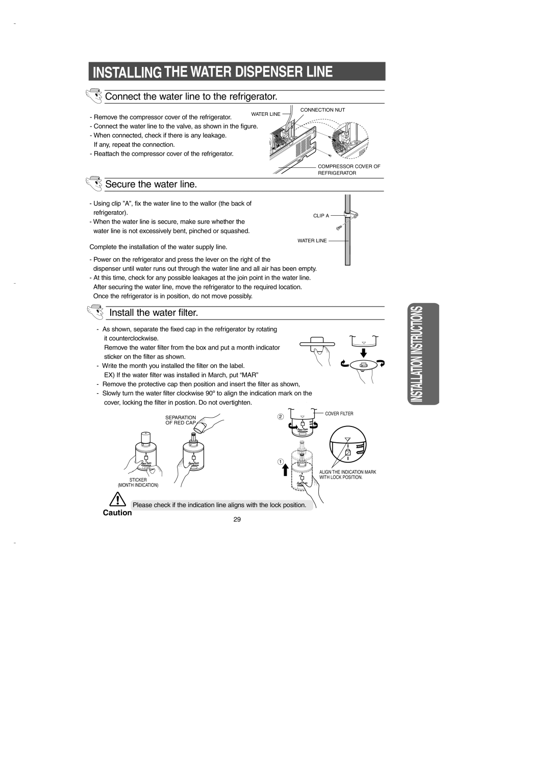 Samsung DA99-00275B owner manual Installing the Water Dispenser Line, Secure the water line 