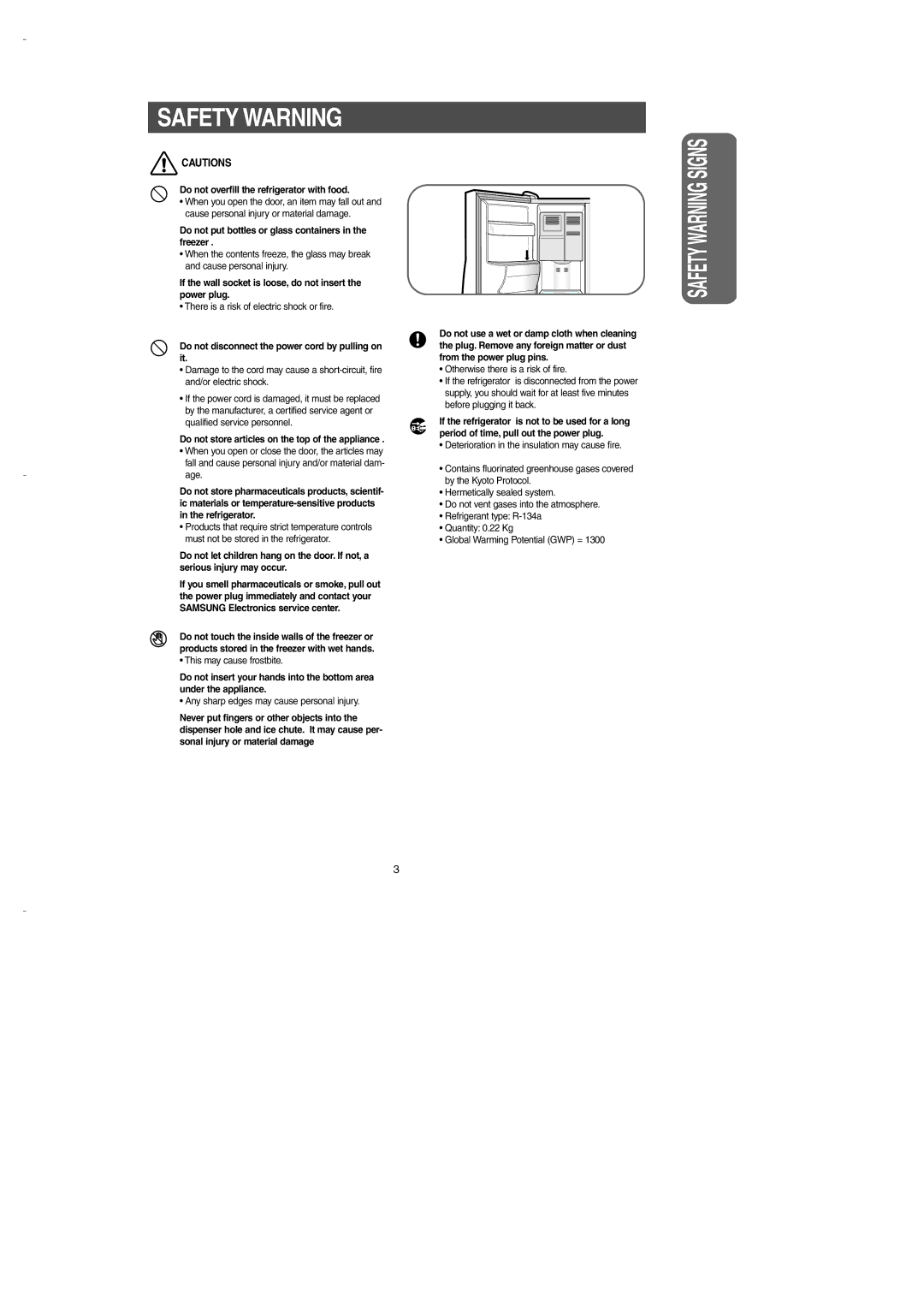 Samsung DA99-00275B owner manual Safety Warning Signs 