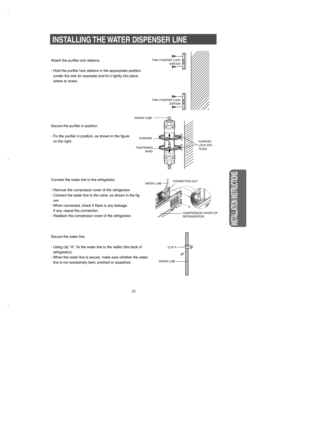 Samsung DA99-00275B owner manual Installing the Water Dispenser Line 