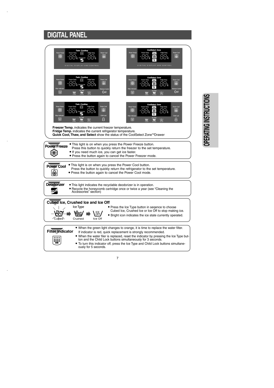 Samsung DA99-00275B owner manual Digital Panel, Power Freeze 