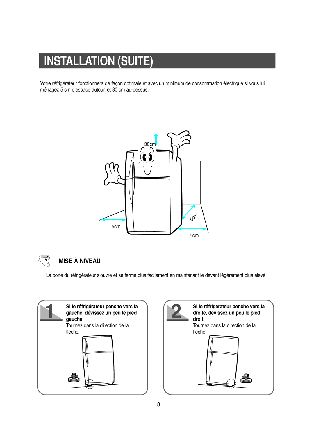 Samsung DA99-00477C manual Installation Suite, Mise À Niveau, Tournez dans la direction de la flèche 