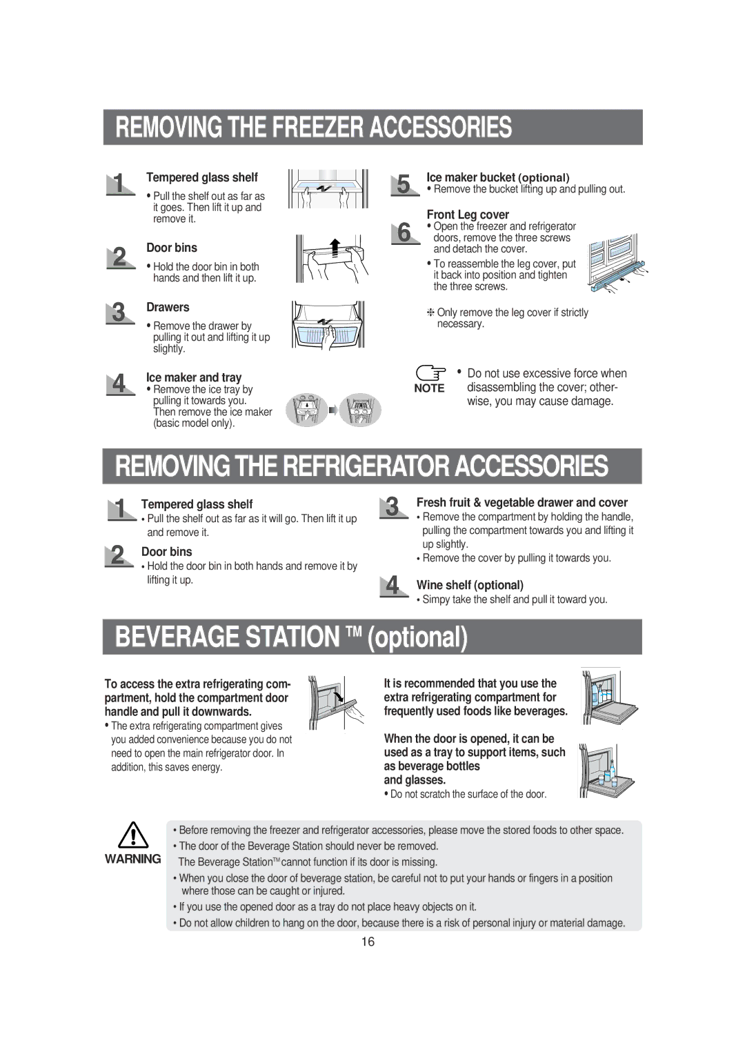 Samsung DA99-00494B owner manual Removing the Freezer Accessories 