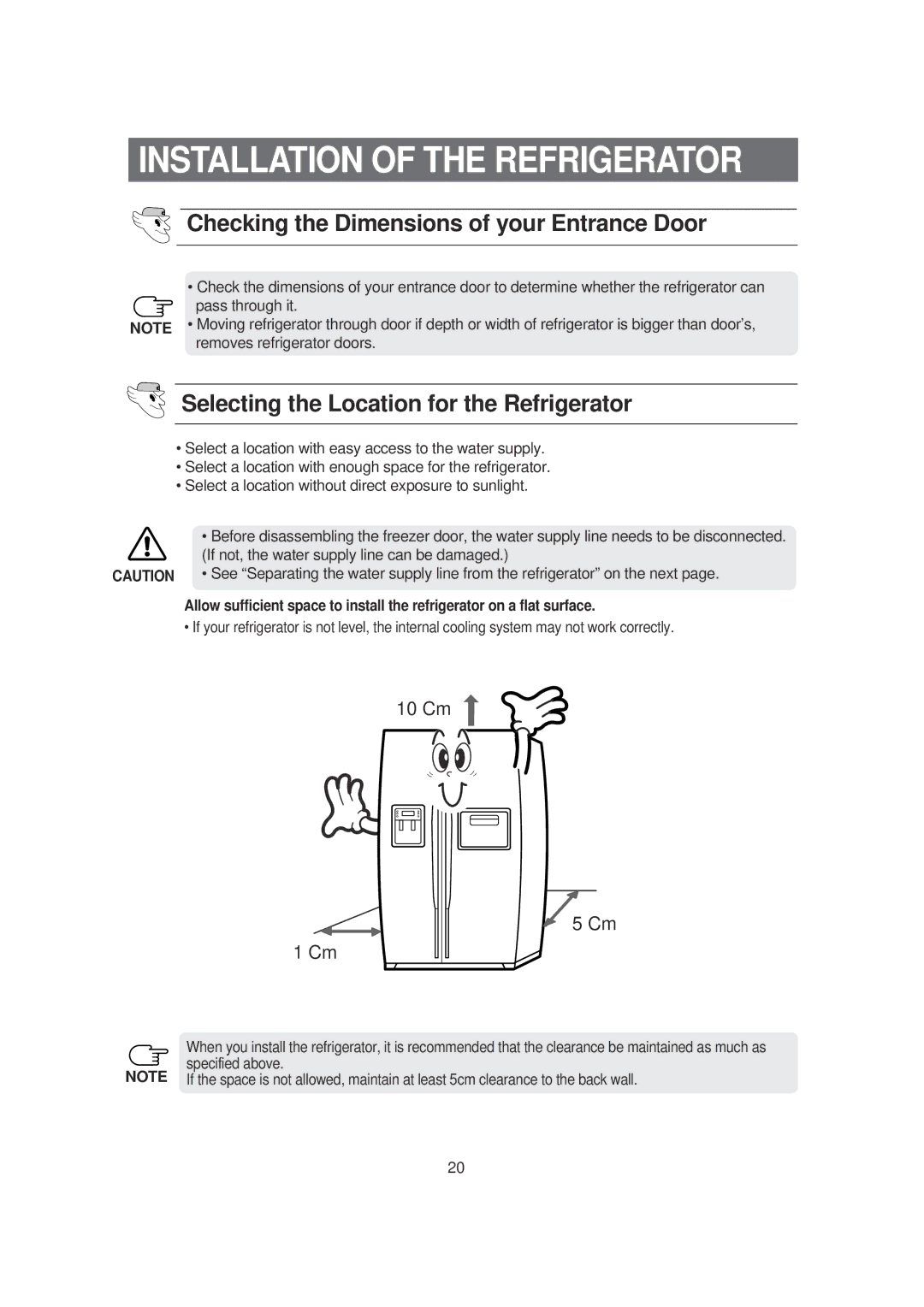 Samsung DA99-00494B owner manual Installation of the Refrigerator, Checking the Dimensions of your Entrance Door 