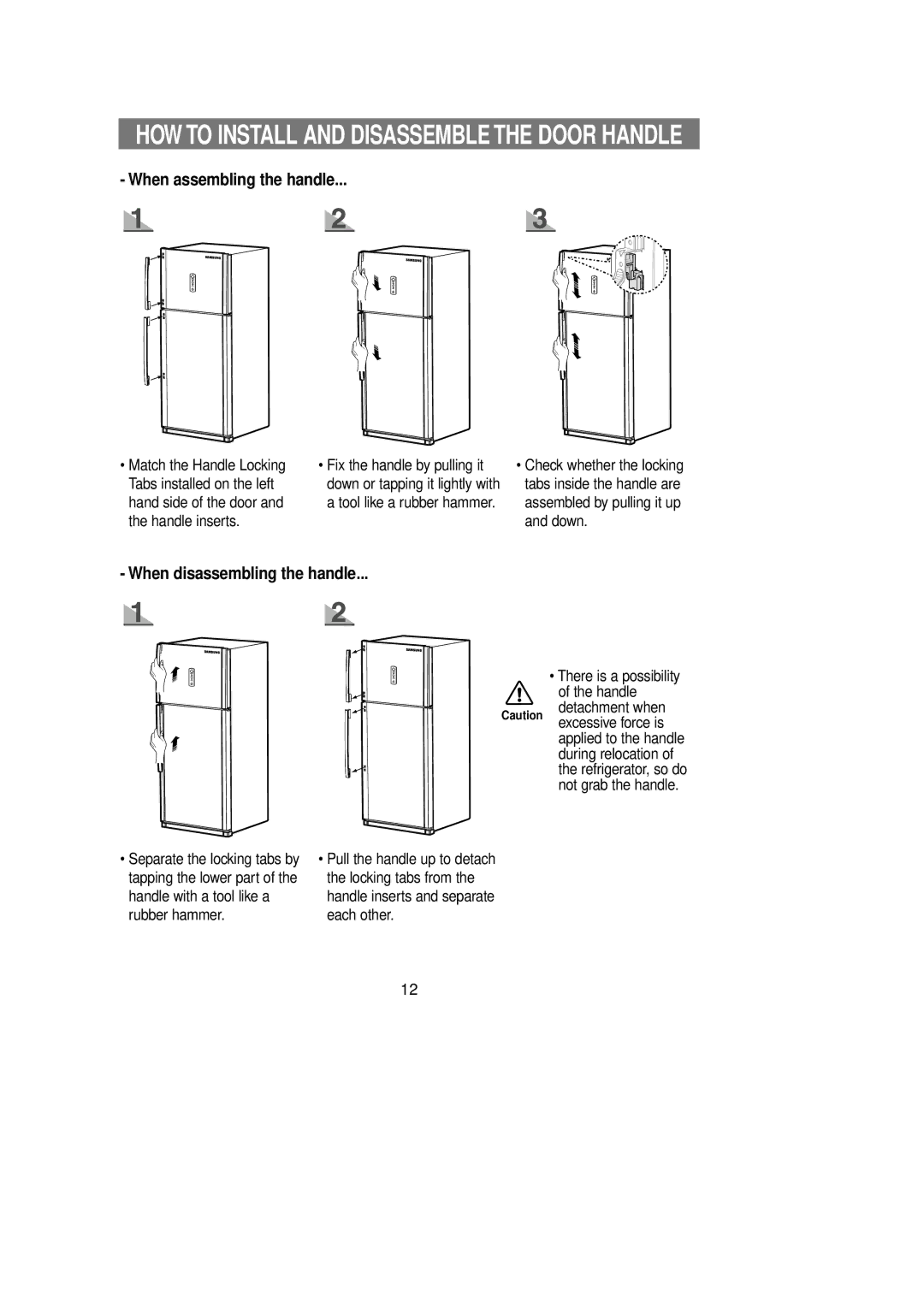 Samsung DA99-00849A owner manual HOW to Install and Disassemble the Door Handle 