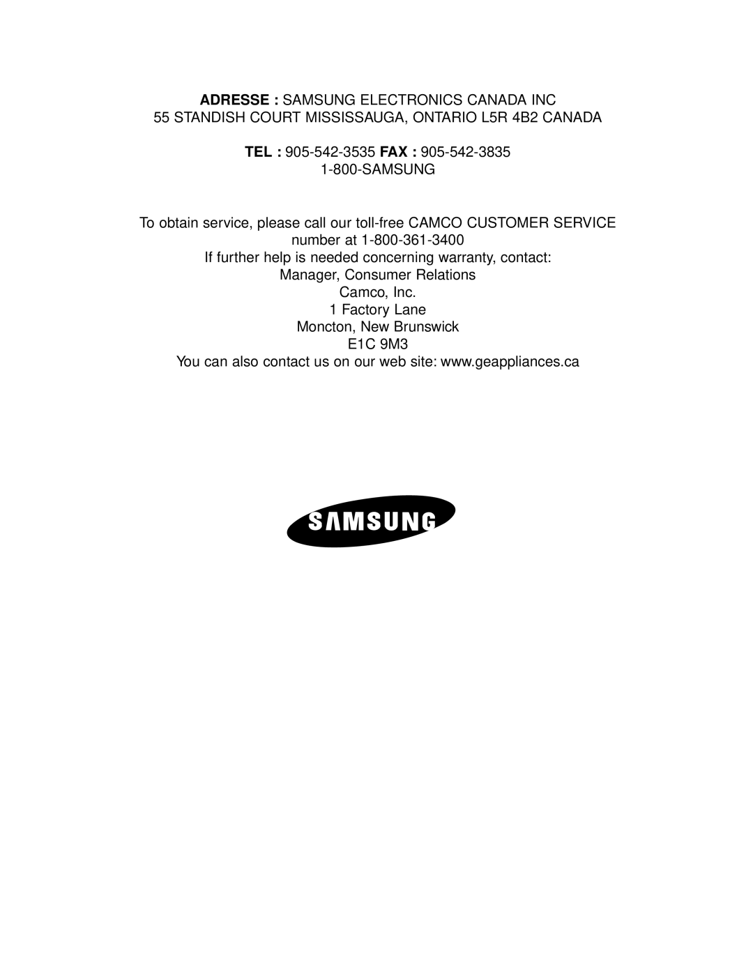 Samsung DA99-00926B owner manual Samsung 