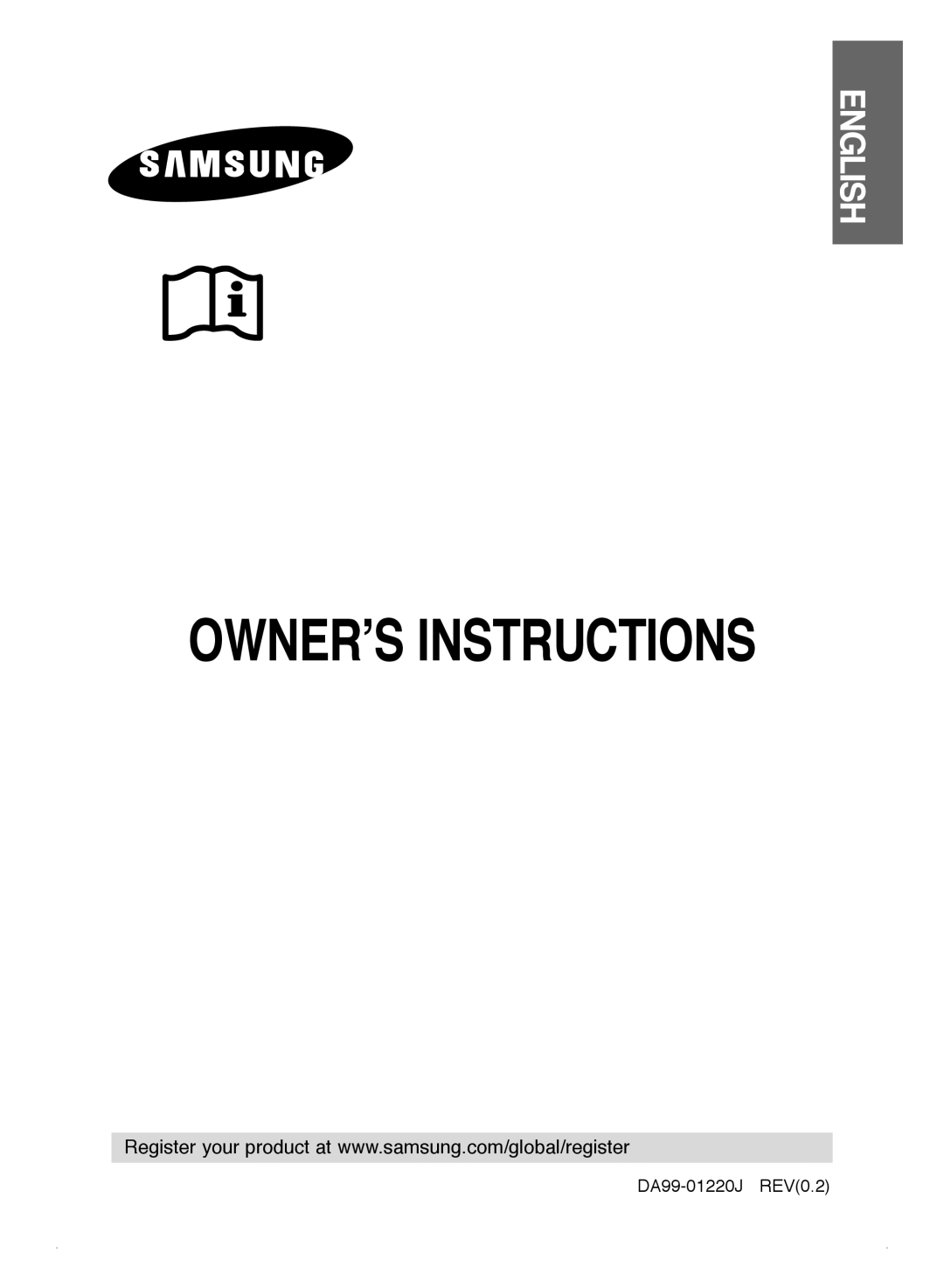 Samsung DA99-01220J manual English, Owner’S Instructions 