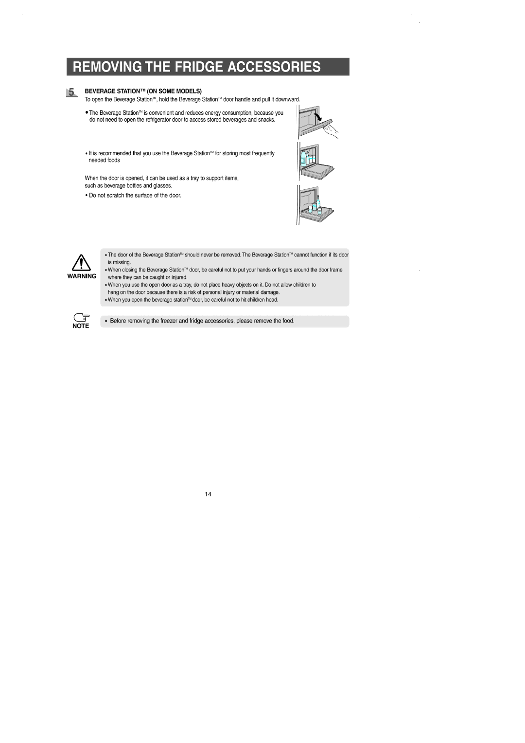 Samsung DA99-01225E owner manual Beverage Stationtm on Some Models 