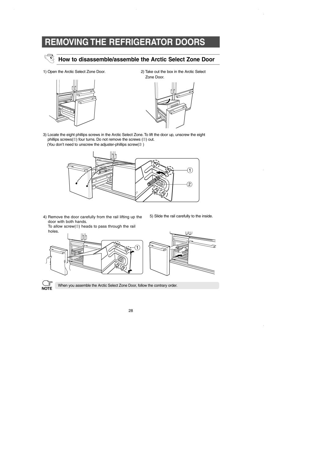 Samsung DA99-01225E owner manual How to disassemble/assemble the Arctic Select Zone Door 