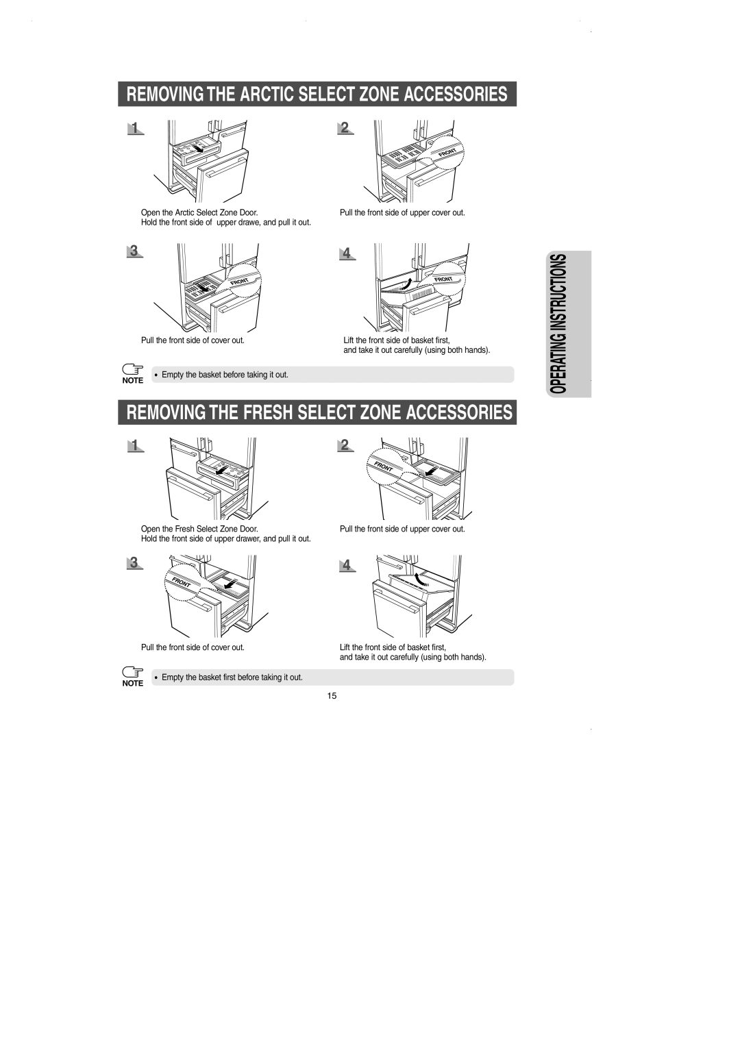 Samsung DA99-01225E owner manual Removing The Arctic Select Zone Accessories, Removing The Fresh Select Zone Accessories 