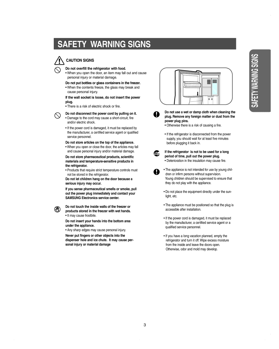 Samsung DA99-01278C owner manual Safety Warning Signs 