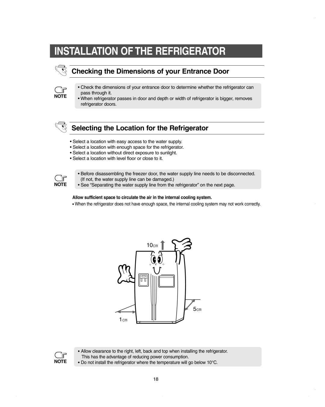 Samsung DA99-01278C owner manual Installation Of The Refrigerator, Checking the Dimensions of your Entrance Door 