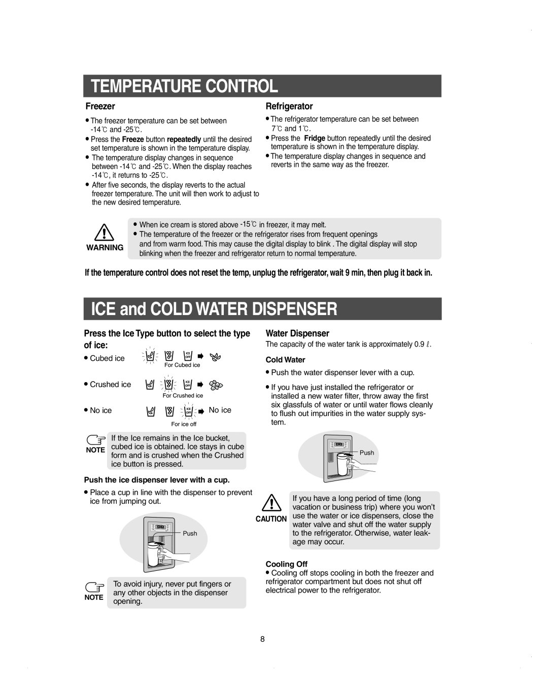 Samsung DA99-01278C Temperature Control, ICE and COLD WATER DISPENSER, Freezer, Refrigerator, Water Dispenser, Cold Water 